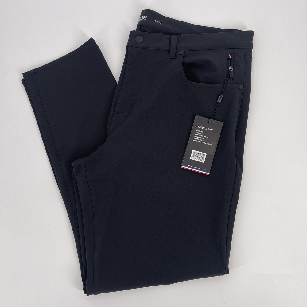 NEW Fourlaps Traverse‎ Pants Mens 38x32 Black Performance Golf Slim Chino NWT